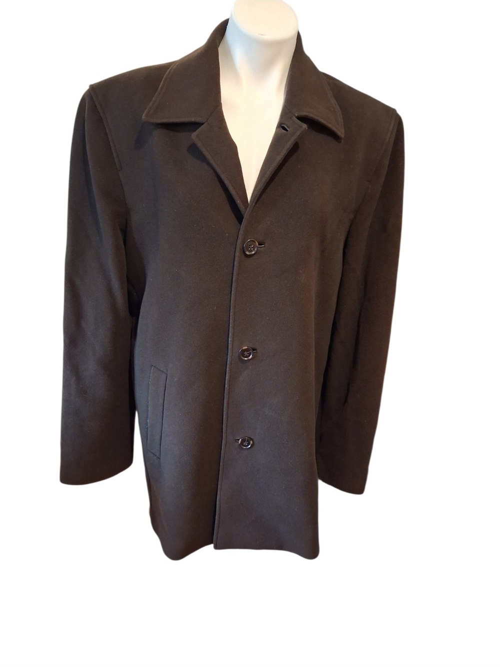 Cole Haan Men's Dark Brown Single-Breasted Pea Coat